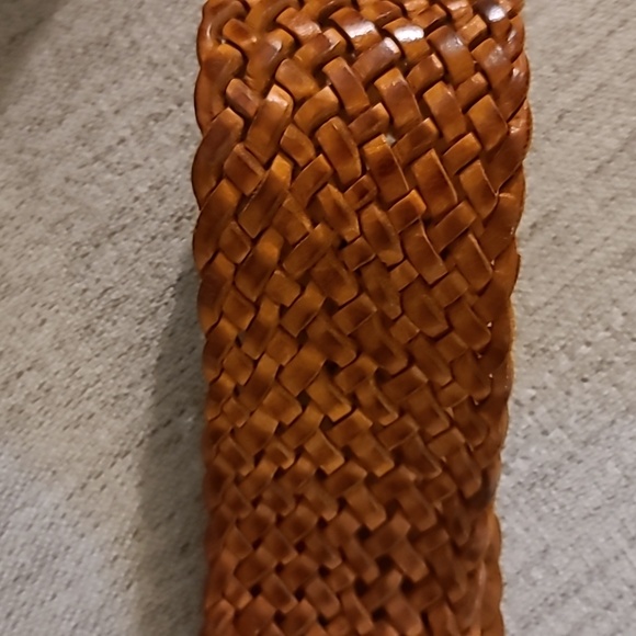 Braided GENUINE Leather Belt with STERLING Silver Clip-On Buckle Sz Large - Picture 3 of 7